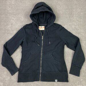 American Giant Hoodie Women's Large Black Cotton Full Zip Up Fleece Lined W1 1A